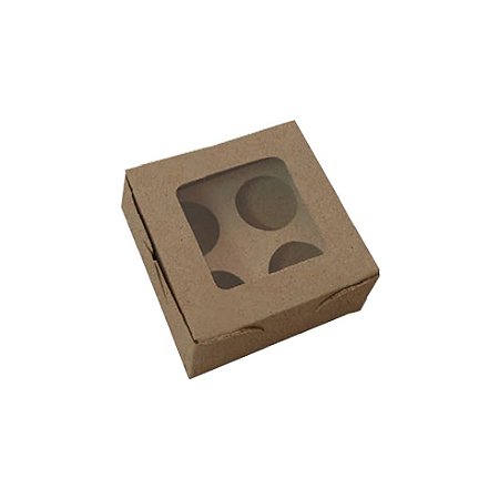 Caixa p/ 4 Doces Kraft com Visor Ref K4 - JR