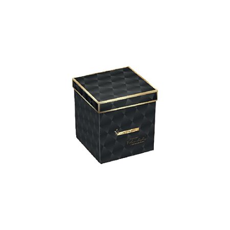 Caixa Cubo P Preto Estampado "Com Carinho" Ref PM5 - JR