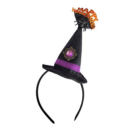 Tiara Chapéu Bruxa Ann Roxo Happy Halloween - SB Aces - Tudo para sua festa  você encontra aqui na Fiel 🍭 | 🎂 | 🎈| 🍹