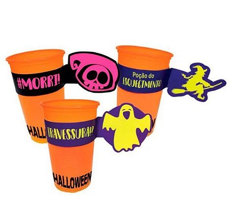 Copo Descartável Halloween c/ Tag 300ml X 10 un - Kaixote