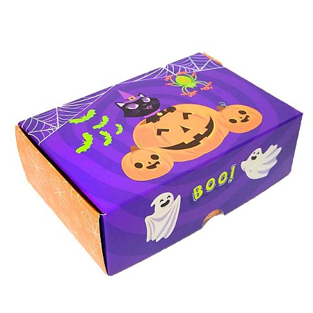 Caixinha Abóbora e Gato Preto p/ 6 Doces Halloween C3817 c/10 UN -Ideia