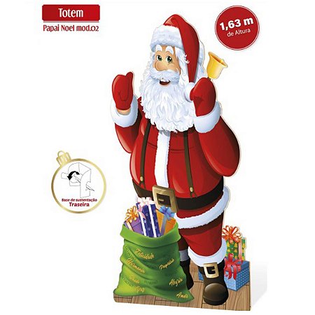 Totem Papai Noel p/ Festa de Natal 1 M e 63cm - Kaixote