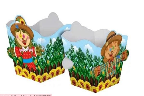 Cachepô Casal Espantalho p Festa Junina 11,5 cm c 6 Unidades