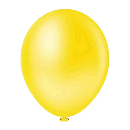 Balão Bexiga Liso Nº9 c/ 50 Un. Cor Amarelo - Pic Pic