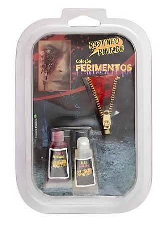 Kit Ferimento com Ziper, Sangue/cola Cod:7415  - Rostinho Pintado