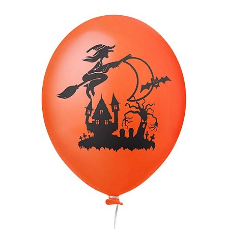 Balão Bruxa Laranja 11 Polegadas c/ 25 Unid - Happy Day