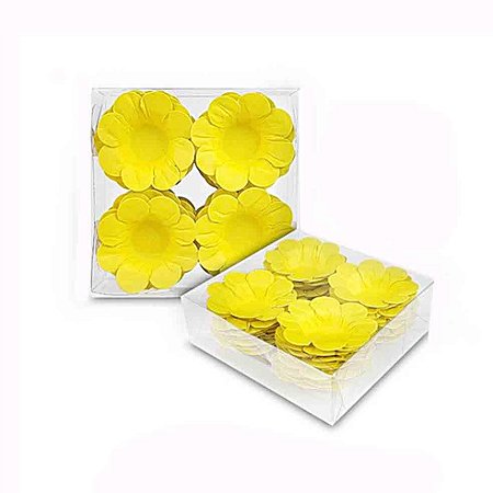 Forminha Mini Margarida Amarelo p/ Doces c/ 40 un -Plac