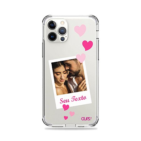 Capinha personalizada com foto e corações rosas