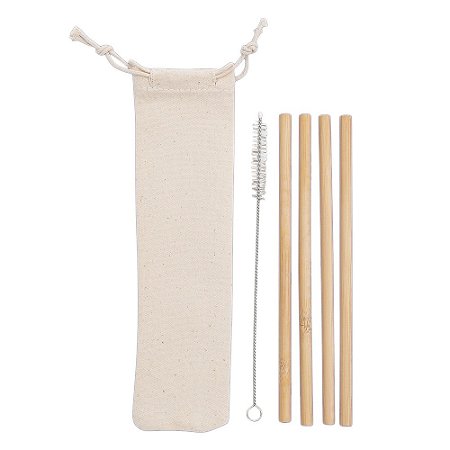 14597 - Kit Canudos de Bambu com Escova de Limpeza