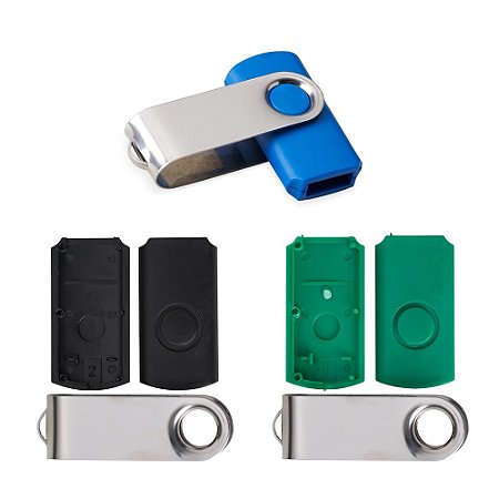 13960BR - Carcaça Pen Drive Giratório Brilhante