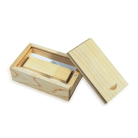 069 - Conjunto Estojo e Pen Drive Bambu 8GB 16GB 32GB