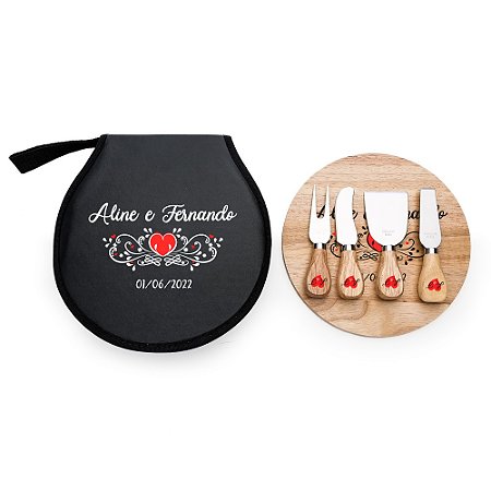 12222 - Kit Queijo 5 peças Personalizado Casal