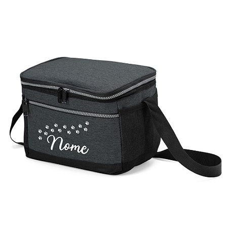 4628 - Bolsa Térmica Cinza 10 Litros Personalizada com Nome Pet