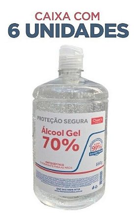 Álcool Gel 70% Antisséptico (pump) 880g - Caixa 6 Unidades