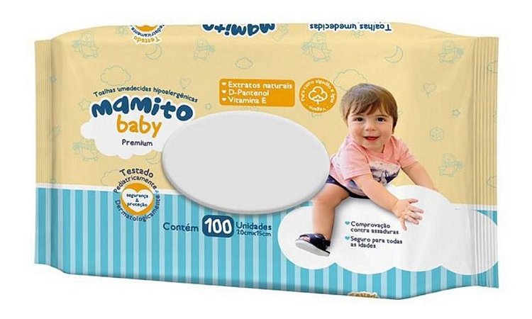 Toalhas Umedecidas Mamito Baby Premium Com 100 Folhas