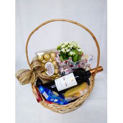 Cesta de queijo e vinho