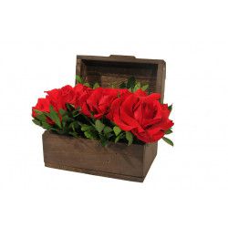 Baú com 3 rosas vermelhas importadas