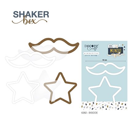 Coleção Meu Mundo Azul - Shaker Box - BIGODE - Decore Crafts