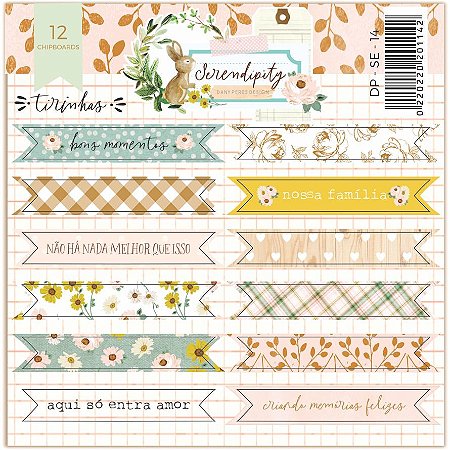 Coleção Serendipity - Tirinhas em Chipboard Adesivado - Dany Peres
