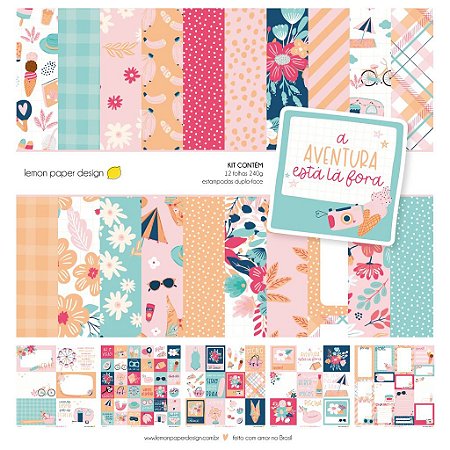 Coleção A Aventura está lá Fora - Bloco 30,5 x 30,5  (12 folhas) - Lemon Scrapbook