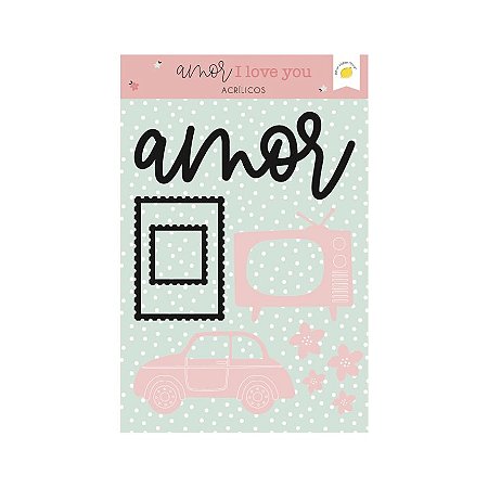 Coleção Amor I Love You - Recortes em acrílico (09 pçs) - Lemon Scrapbook