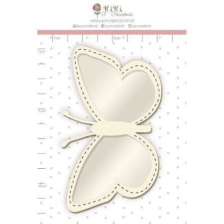 Colecao Familia para Sempre - Shaker Chipboard Branco Borboleta - Juju Scrapbook