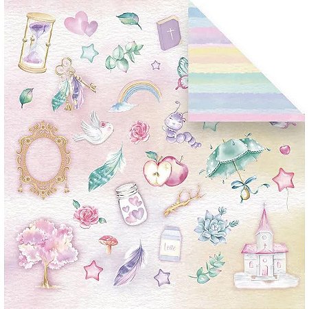 Colecao Vai com Fé - Papel Potinho da Felicidade - Juju Scrapbook