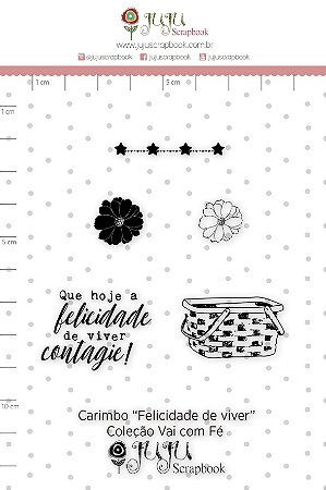 Colecao Vai com Fe - Carimbo M Felicidade de Viver - Juju Scrapbook