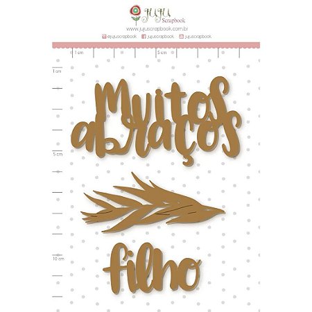 Colecao Nosso Heroi - Enfeite Chipboard Adesivado Muitos Abraços - Juju Scrapbook