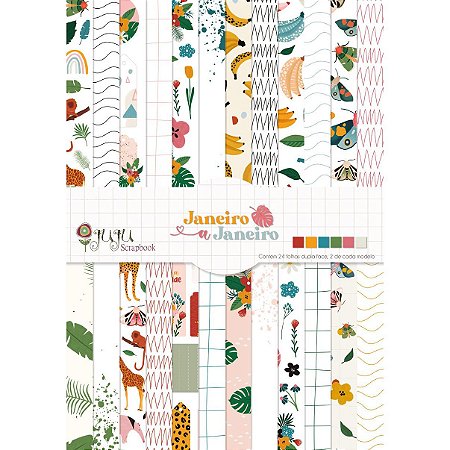 Colecao Janeiro a Janeiro - Bloco A5 Elementos de Recortes - Juju Scrapbook