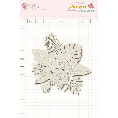 Colecao Janeiro a Janeiro - Enfeite Off-White Arranjo Tropical - Juju Scrapbook