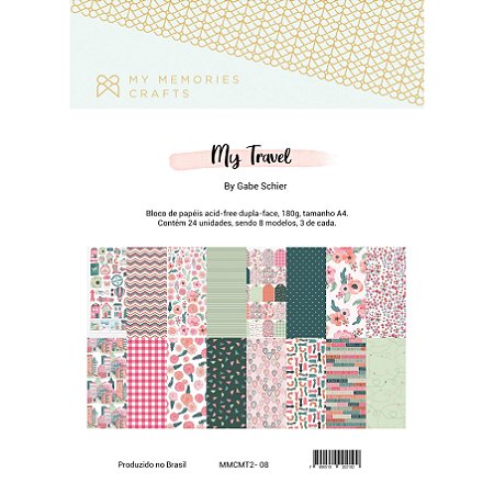 Coleção My Travel 2 - Bloco A4 - My Memories Crafts