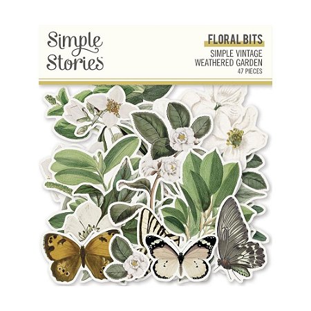 Coleção Simple Vintage Weathered Garden - Floral Bits & Pieces (Die Cuts) - Simple Stories