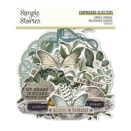 Coleção Simple Vintage Weathered Garden - Chipboard Clusters (Apliques em chipboard) - Simple Stories
