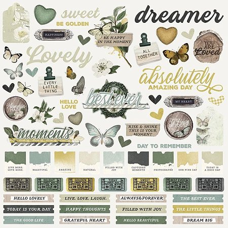 Coleção Simple Vintage Weathered Garden - Cardstock Sticker (adesivos) - Simple Stories