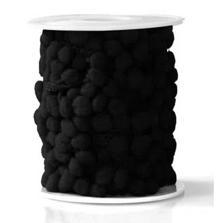 Fita Grelot (pompom) 6mm - Preto (Cor 02) - A&M