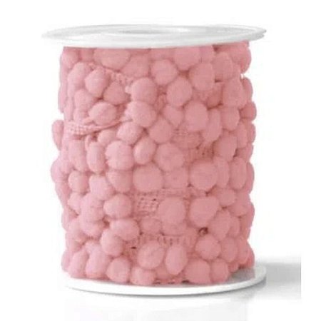 Fita Grelot (pompom) 8mm - Rosa Bebe (Cor 9) - A&M