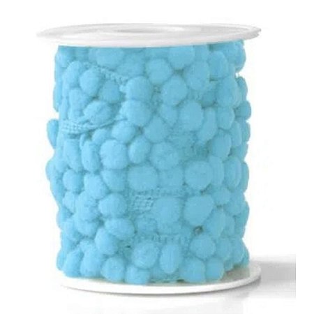 Fita Grelot (pompom) 8mm - Azul Bebê (Cor 12) - A&M