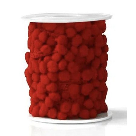 Fita Grelot (pompom) 8mm - Vermelho (Cor 8) - A&M