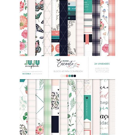 Colecao Nosso Encanto - Bloco A5 (Folhas de recortes) - Juju Scrapbook