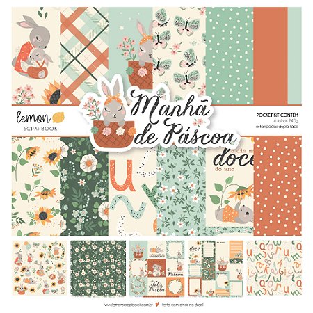 Colecao Manha de Páscoa - Pocket Kit 6 folhas - Lemon Scrapbook