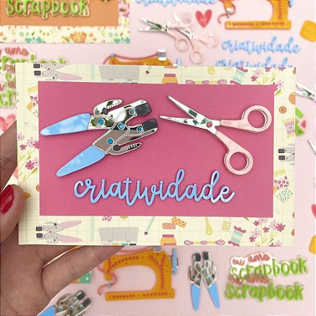 Coleção Eu Amo Scrapbook - Acrílico Crop+Tesoura+Criatividade - Lemon Scrapbook