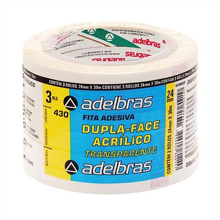 Fita Dupla Face Acrílica - (430) - 24mm X 30m - Adelbrás
