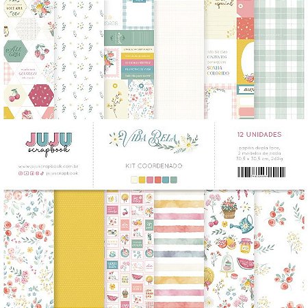 Coleçãoo Vida Bela - Kit Coordenado (12 folhas) - JuJu Scrapbook
