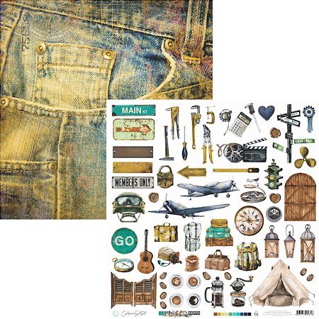 Coleção PAPYS - Folha JEANS E RECORTES - PAP01 - Carina Sartor