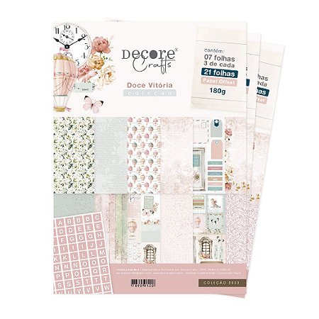 Coleção Doce Vitória - Bloco A4 (21 folhas) - Decore Crafts