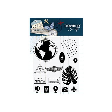 PROMO - Coleção Alem do Horizonte - Carimbo ELEMENTOS VIAGEM - Decore Crafts