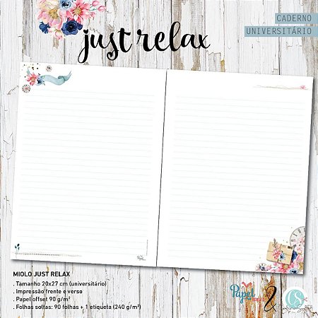 Miolo caderno universitário - Just Relax (140x200mm) - Papel Bonito
