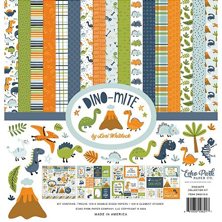 Dino-Mite - Kit Collection (12 papéis + 1 folha stickers) - Echo Park