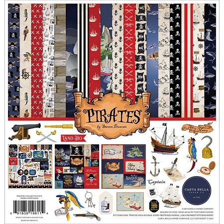 Pirates - Kit Collection (12 folhas + 1 Folha stickers) - Carta Bella